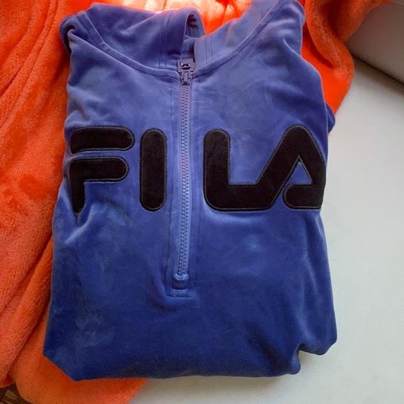 FILA 3/4 zip Bomb Blue Hoodie - Picture 10 of 12